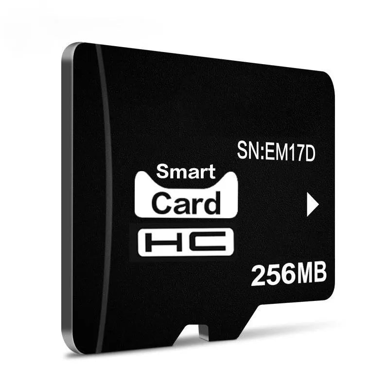 256MB TF memory card on white background, showing compact 11mm by 15mm size.