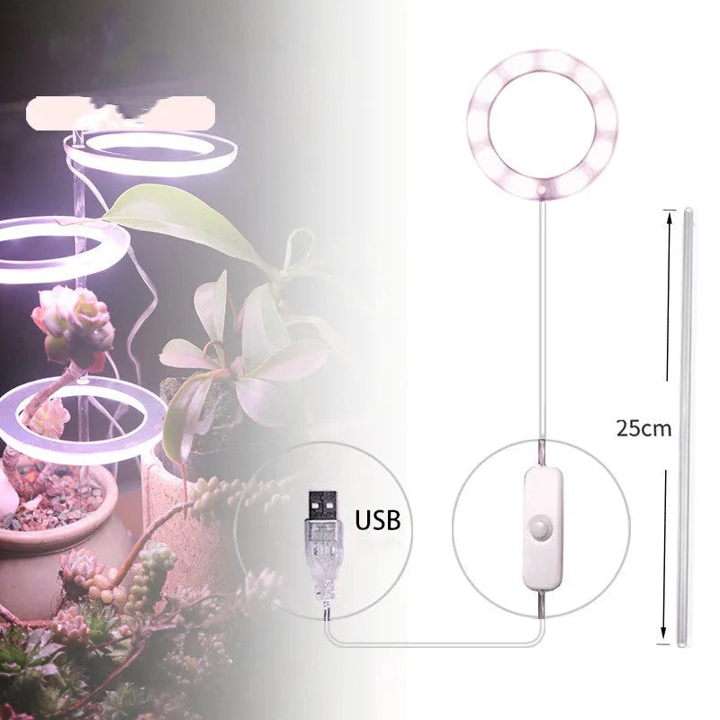 USB LED plant growth light with transparent housing and acrylic mounting stick