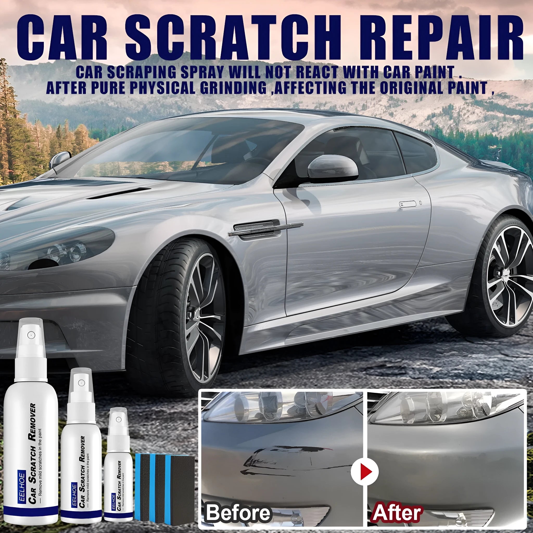 Car scratch repair spray bottle for paint surface scratch removal and sealing glaze coating