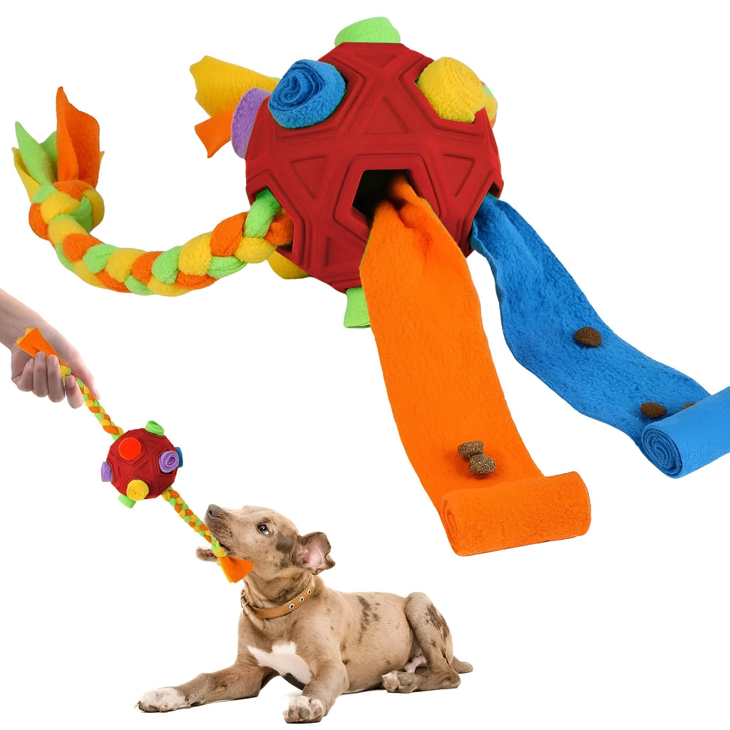 Adjustable difficulty dog puzzle sniffing ball in silicone rubber for IQ training