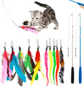 Cat teaser feather fishing rod set with telescopic pole and multiple replacement heads