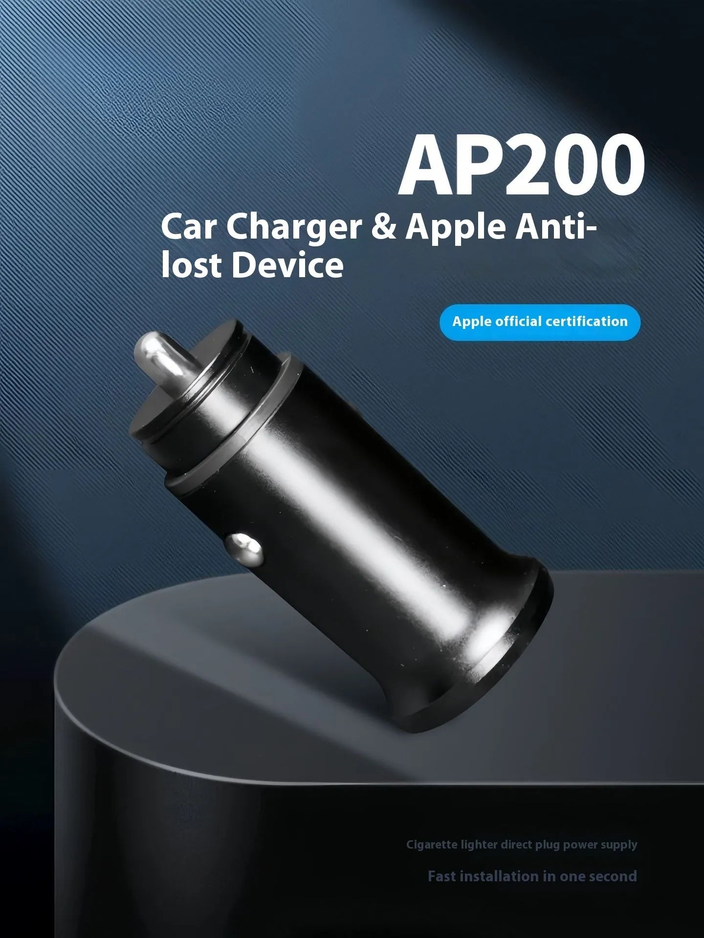 Black ABS plastic car GPS locator device for 12V charger socket.