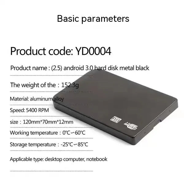 USB 3.0 solid state mobile hard disk with metal shell in black, blue, red, and silver colours