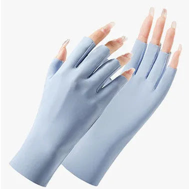 Women's thin ice silk sunscreen gloves with UPF50 protection in multiple colours
