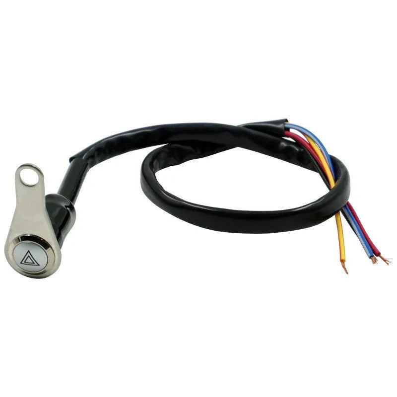 Black stainless steel motorcycle double flash switch with illuminated light ring and 7mm mounting