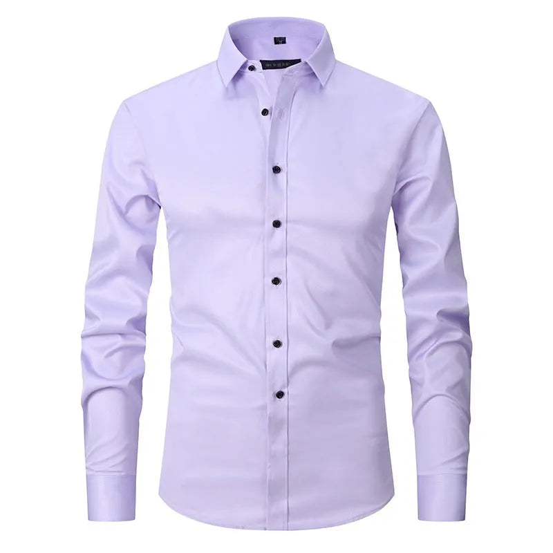 Men's stretch long sleeve work shirt in polyester available in multiple colours with Asian fit sizing