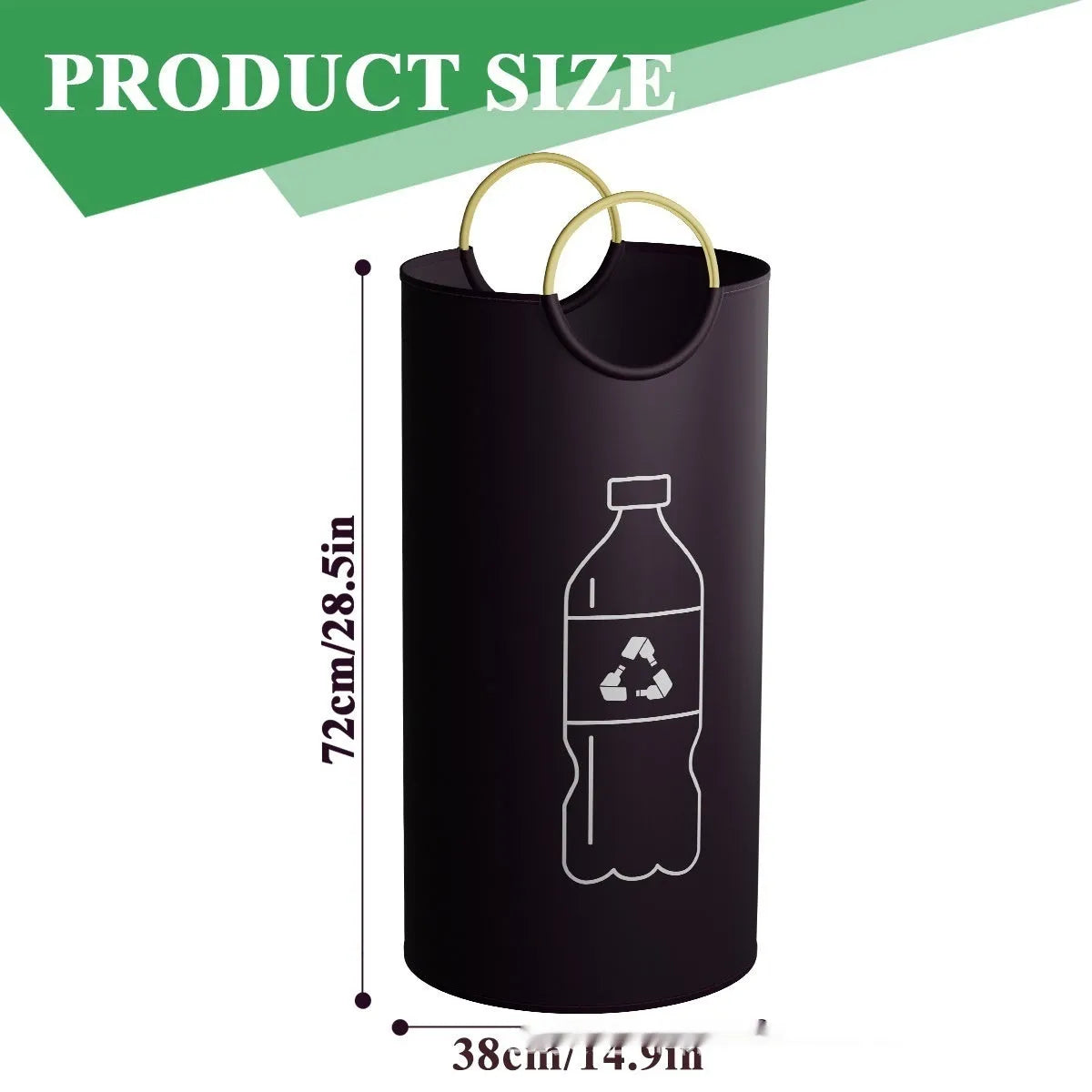 Round portable waste bin with 38cm diameter and 72cm height made from PP plastic