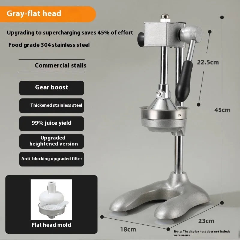 Vertical stainless steel manual juicer with multiple tip and colour options