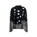 Black men's hoodie with pearl decorative trim and hollow knit construction