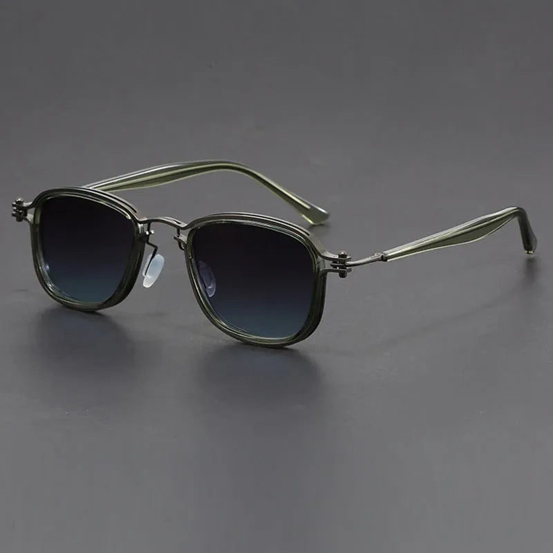 Retro square frame metal sunglasses with AC lenses in Black Gold Full Gray colour option