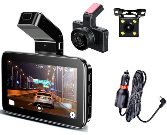 3-inch HD car DVR with double lens system for front and back video recording