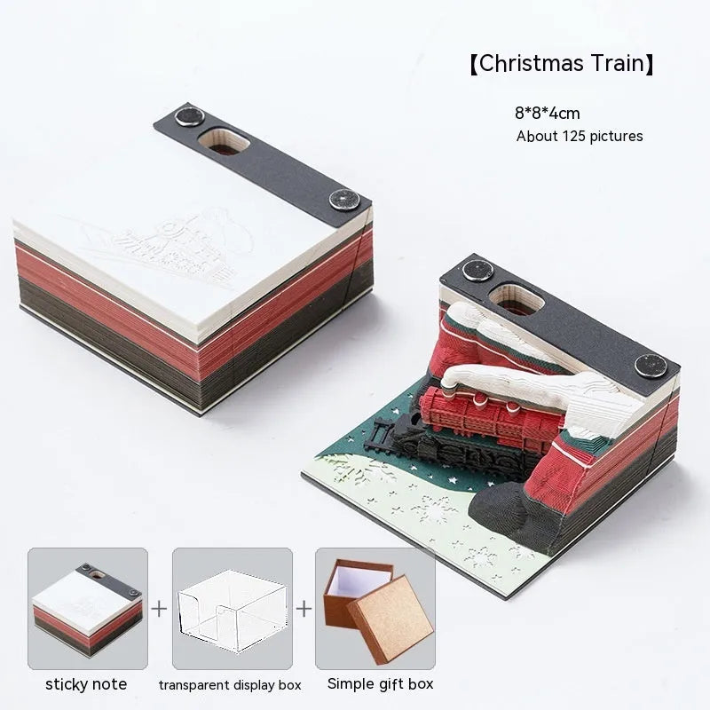 3D sticky note pad with detailed paper carving of Qingshui Temple landscape
