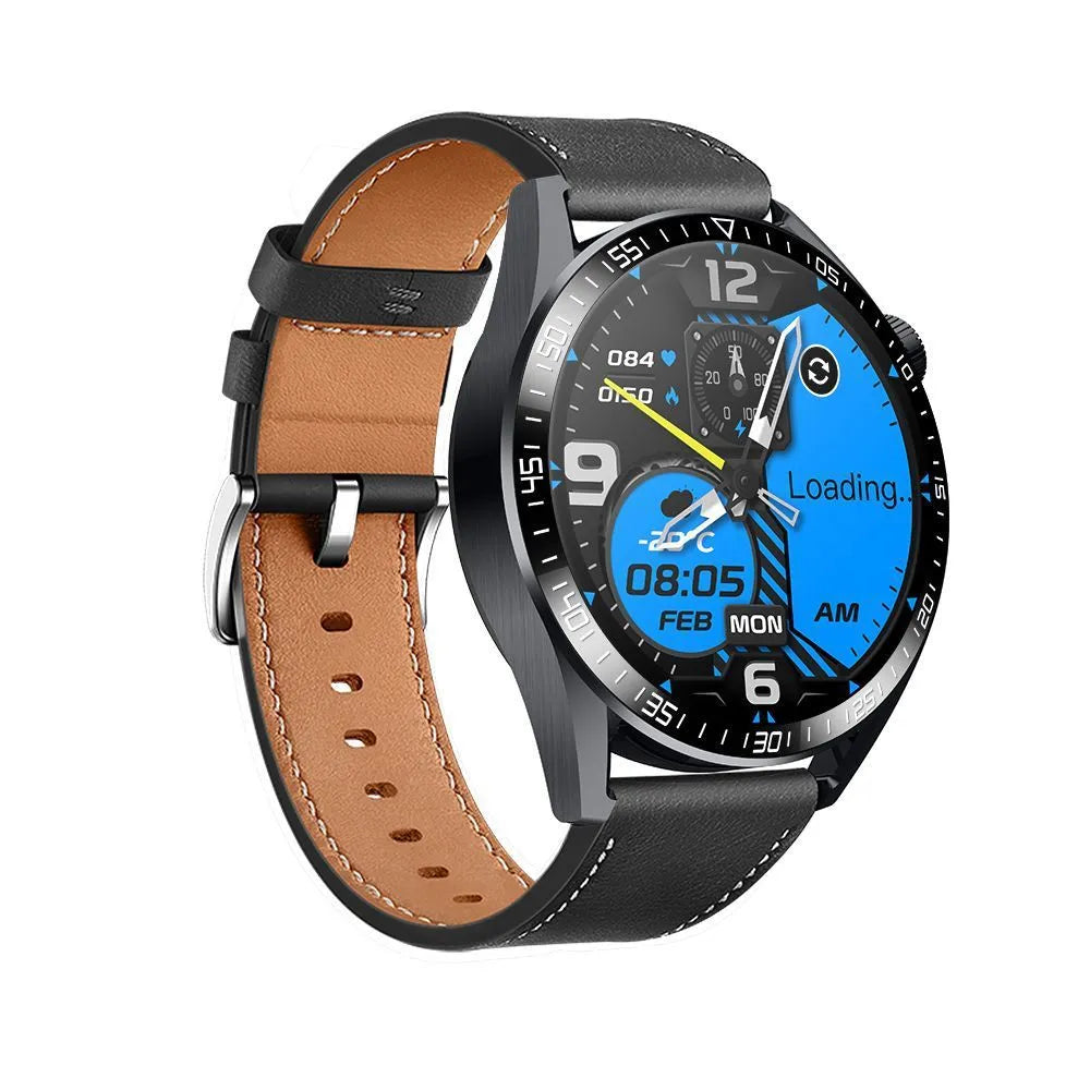 GS3 Max smartwatch in black or silver with 1.35-inch screen on a silicone strap, showing health metrics display.