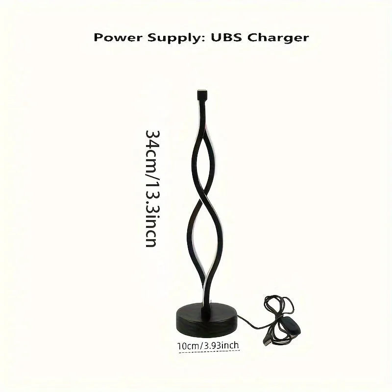 Black aluminium USB desk lamp with three-colour button dimming on a desktop surface