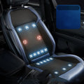Black minimalist car seat cooling pad with USB cable for ventilation and massage functions on a car seat