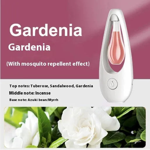 Ultrasonic dual-function aroma diffuser and mosquito repellent device with essential oil bottle.