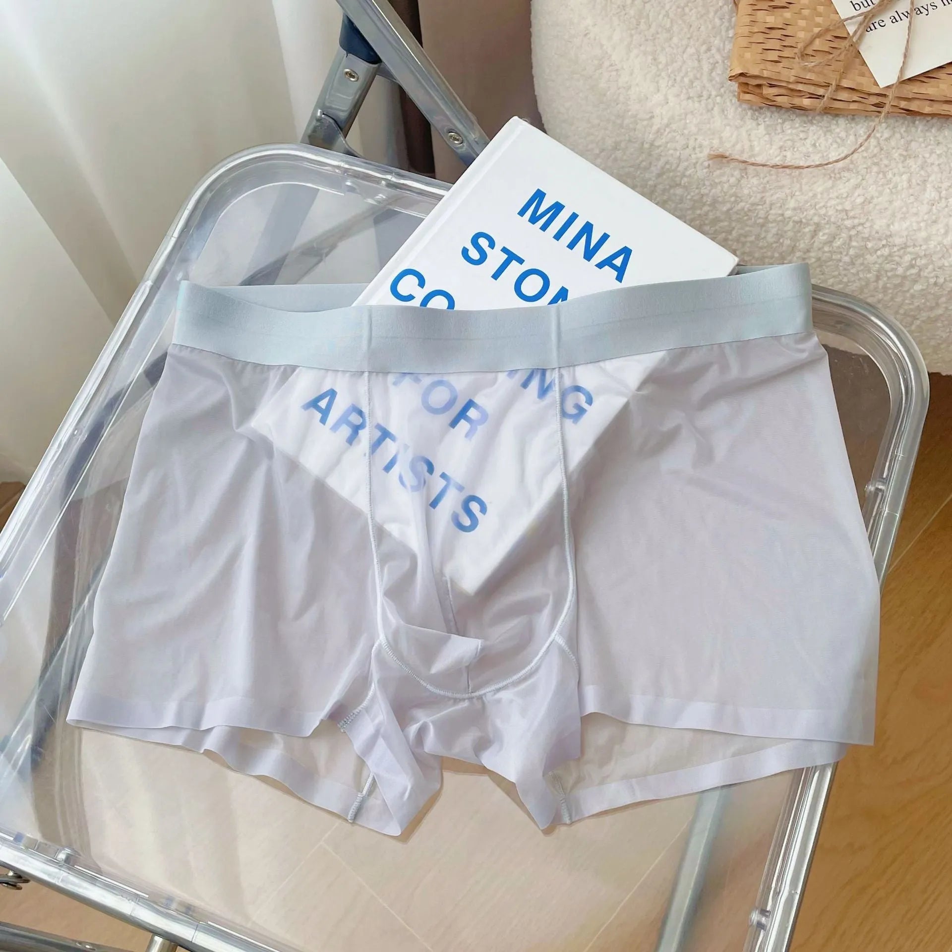 Men's thin seamless boxer shorts in nylon fabric with quick-drying breathable properties