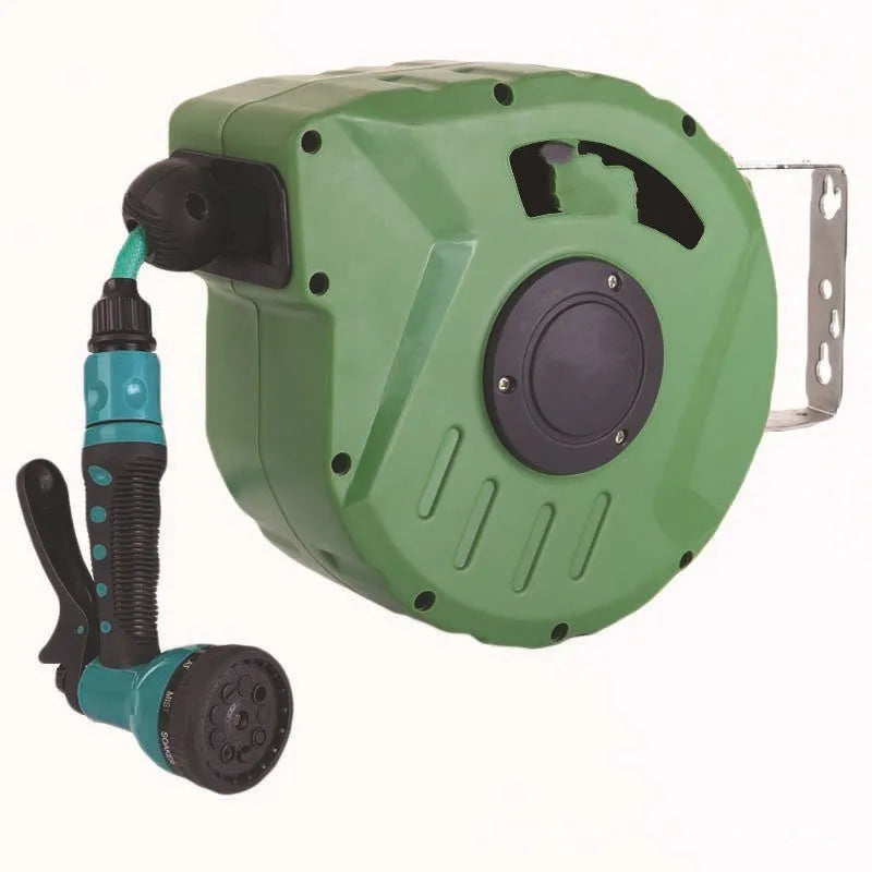 Automatic retractable hose reel with 10 metre PVC water pipe for car washing and gardening