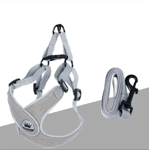 Adjustable reflective dog harness vest in breathable mesh material with metal control ring