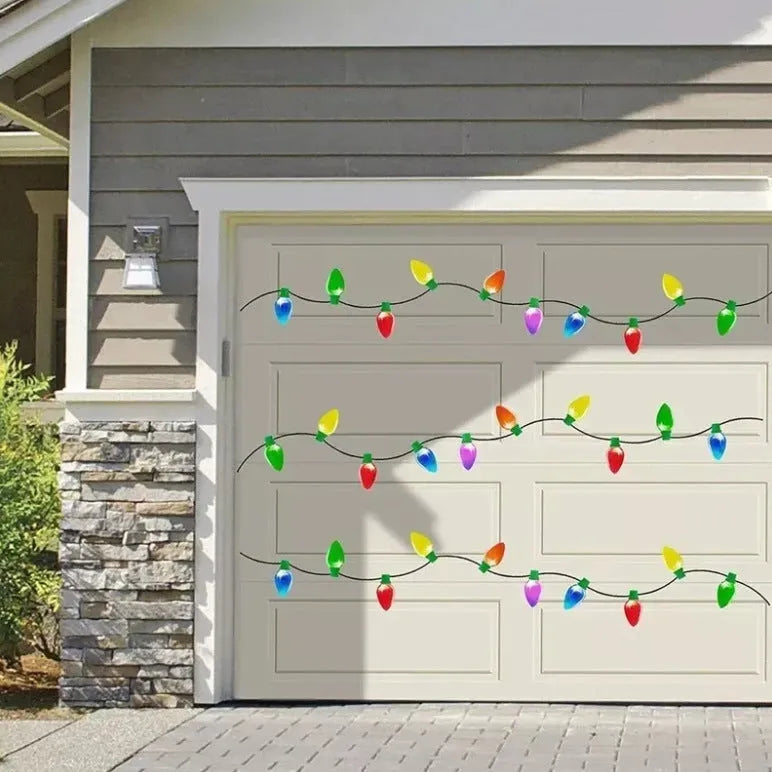 Magnetic Christmas light bulb reflective decal set with 24 bulbs and 12 wires for metal surfaces