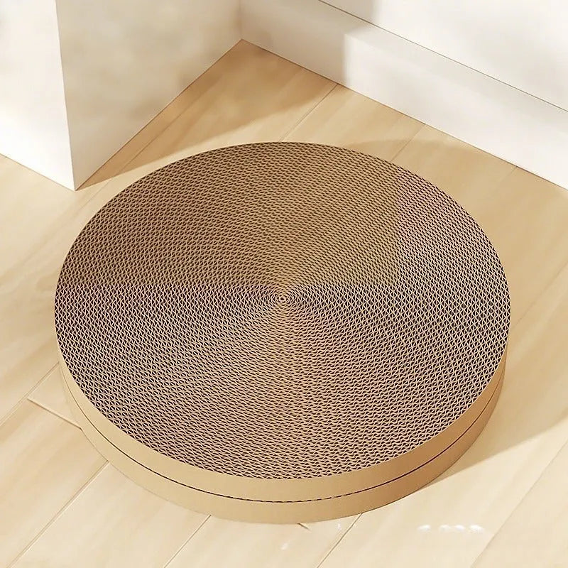 55cm round cat scratching board with replaceable corrugated paper insert in green or white colour