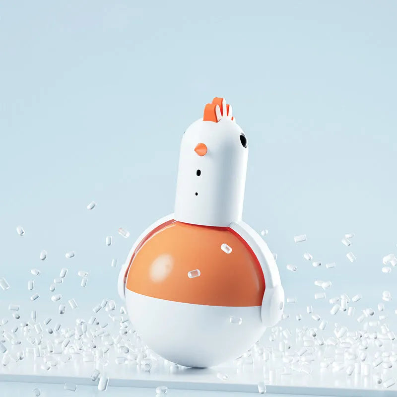 Green and orange electric cat toy chicken shape with laser sound and automatic swing function