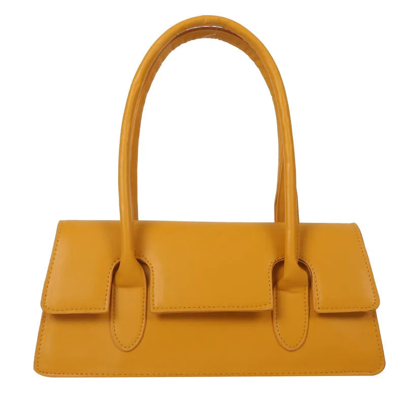 Women's small square PU shoulder bag with single strap in horizontal rectangular shape