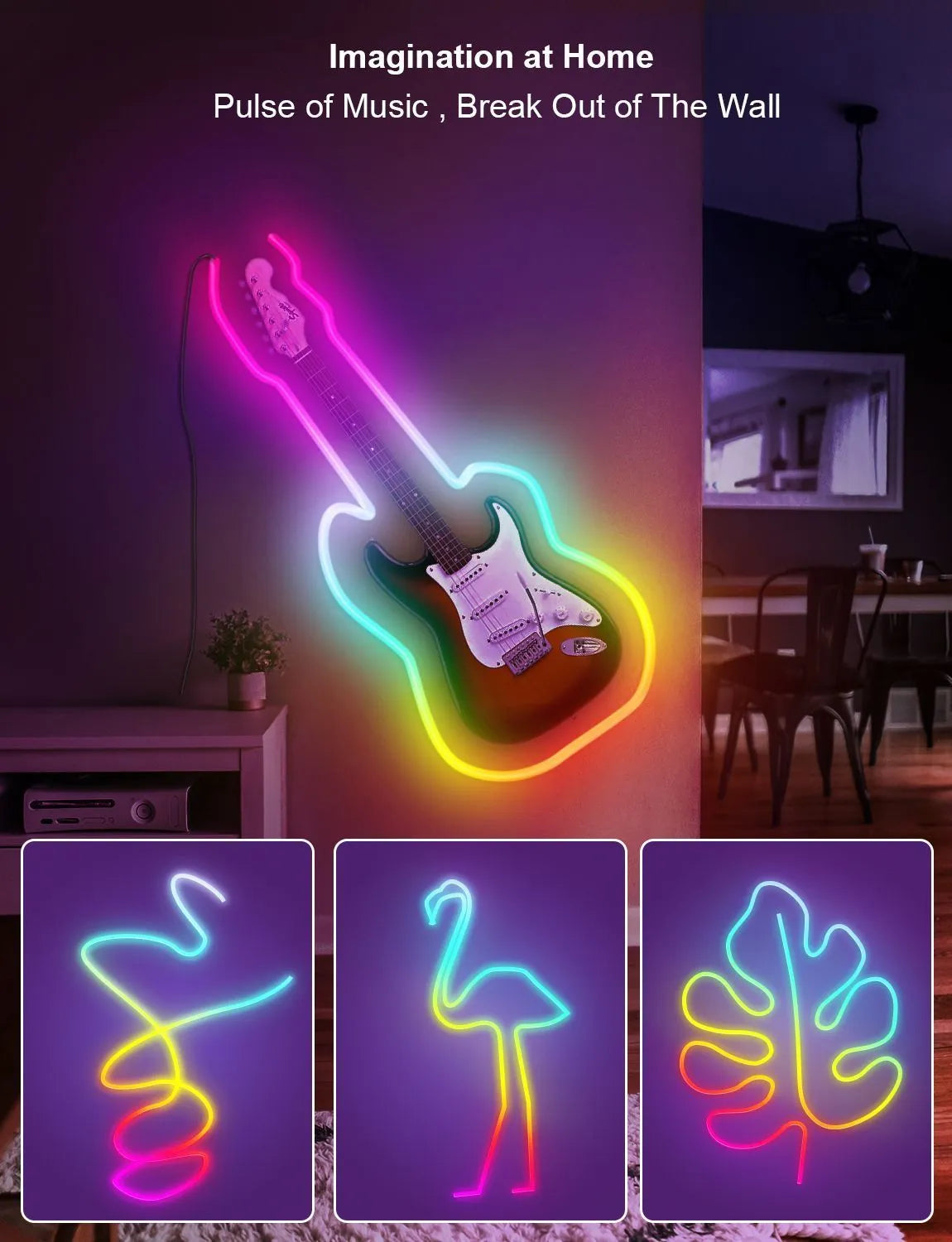 3 metre RGB magic colour Bluetooth WIFI phantom neon LED strip lights with remote control