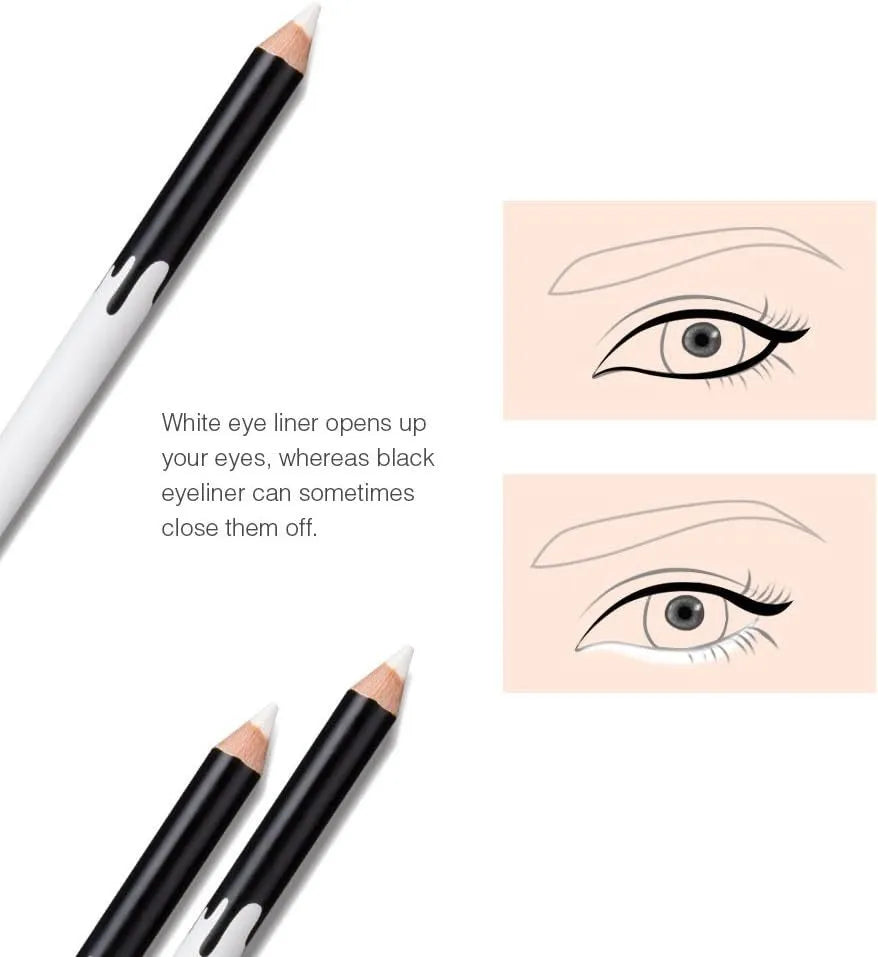 12 piece white and black waterproof eyeliner pencil set with sharpener for versatile makeup application