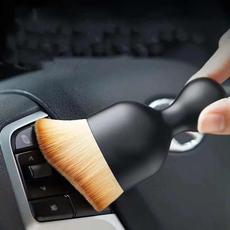 Car interior cleaning brush with soft PVC bristles, 10cm length, for dust removal from vents and dashboards