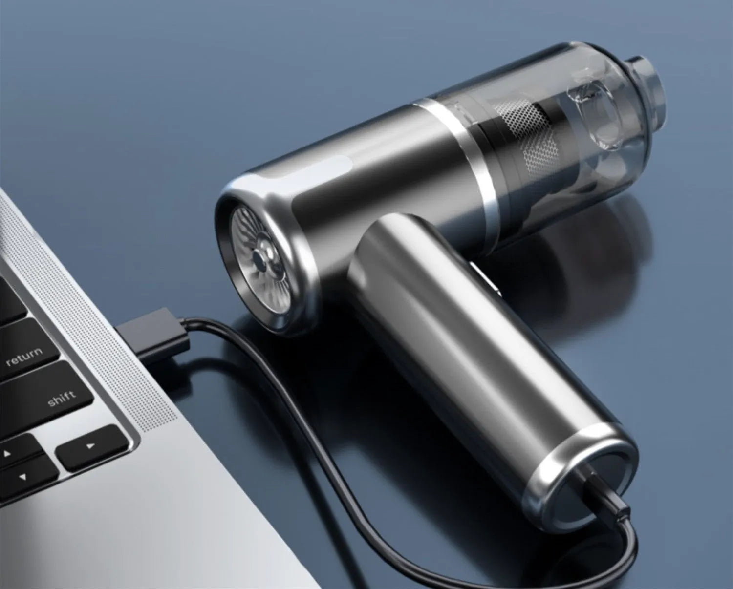 Wireless handheld car vacuum cleaner with brush attachment and Type-C charging cable