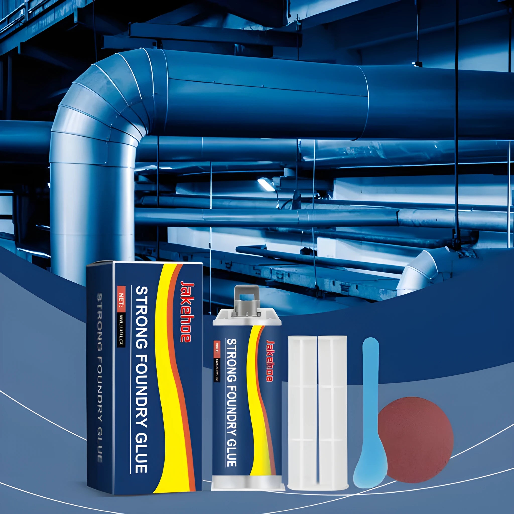 85ml metal epoxy adhesive kit with push rod, scraper and sandpaper for stainless steel copper aluminium repair