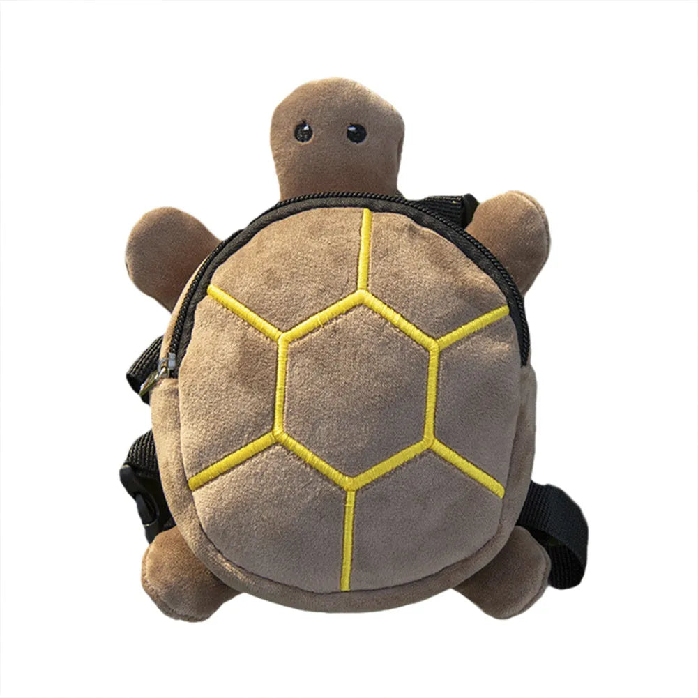 Turtle-shaped dog backpack harness carrier with metal zipper in velvet material