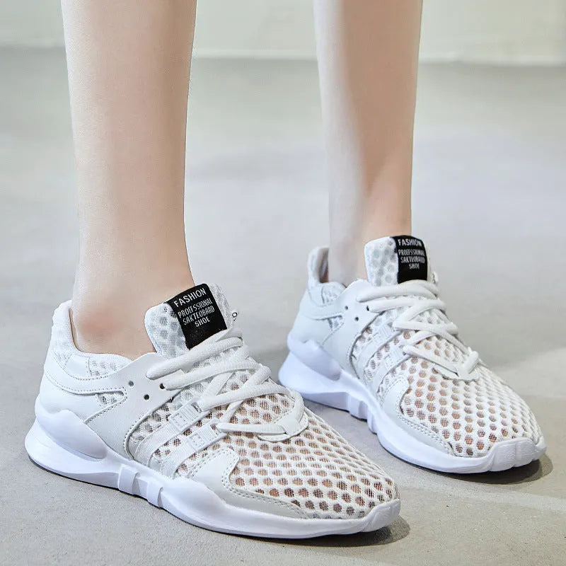 Casual low-top sneaker with mesh upper and hollow breathable design for summer wear