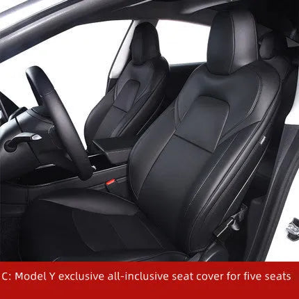 Tesla Model 3 and Model Y PVC seat cover set in black or white for interior protection.