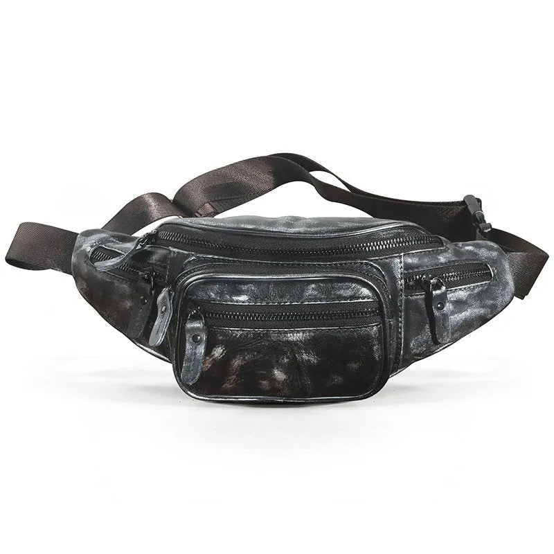 Cowhide leather shoulder messenger bag showing 32cm width and adjustable strap