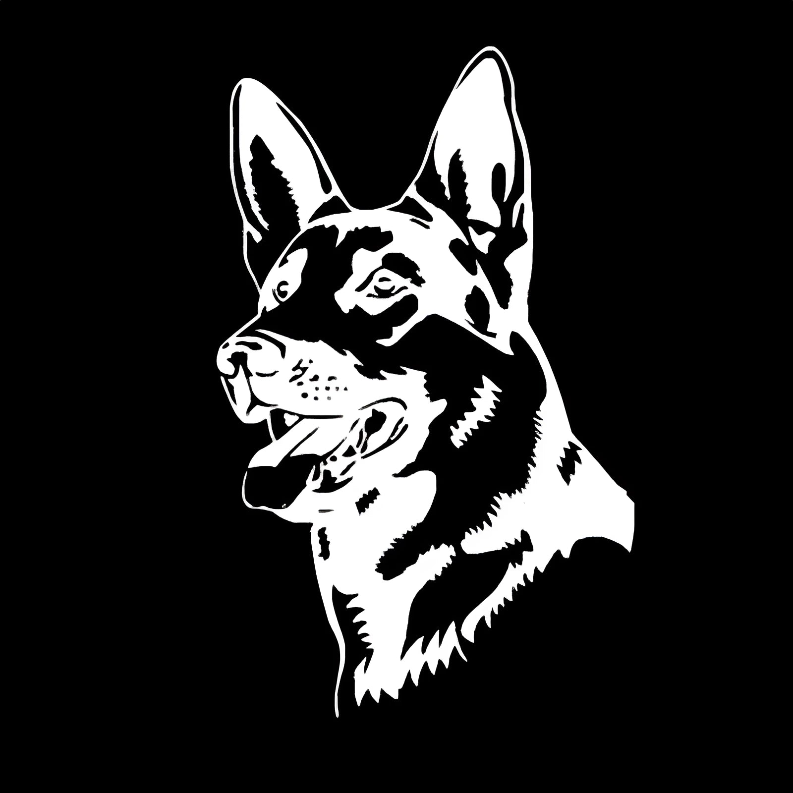 Reflective Alsace Shepherd dog bumper sticker showing detailed breed pattern
