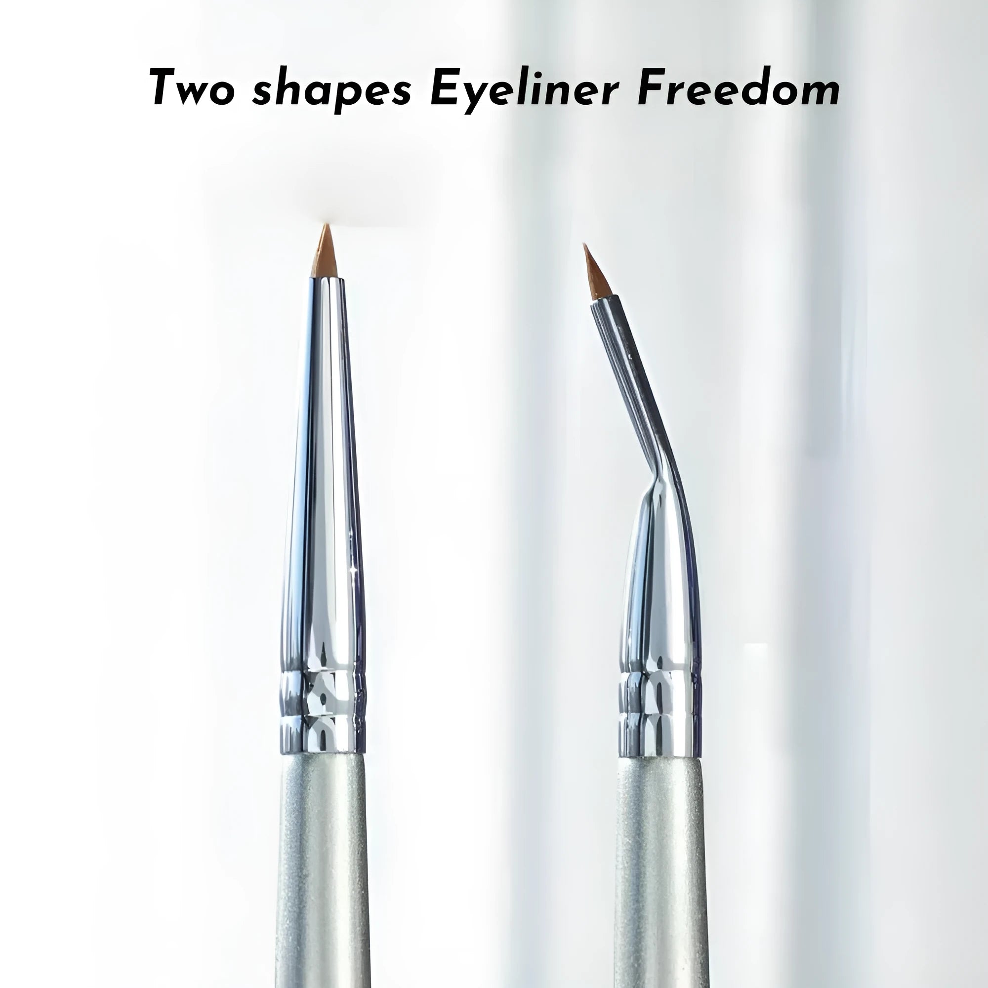 Angled bend head eyeliner brush for precise eye detail makeup and concealer application