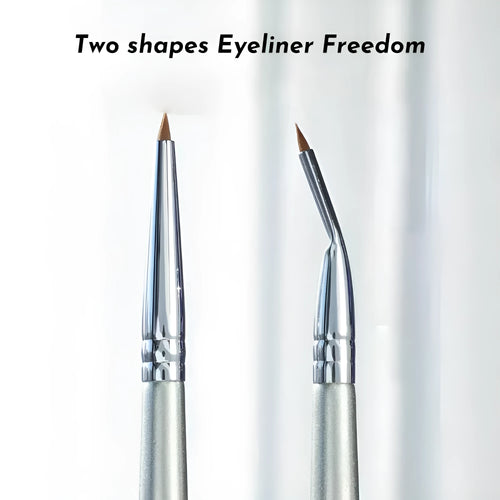 Angled bend head eyeliner brush for precise eye detail makeup and concealer application