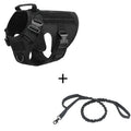 Outdoor tactical dog vest in camouflage with matching leash, polyester build, side view
