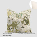 Abstract floral pattern pillow with French antique style in spring green wool blend feather velvet fabric