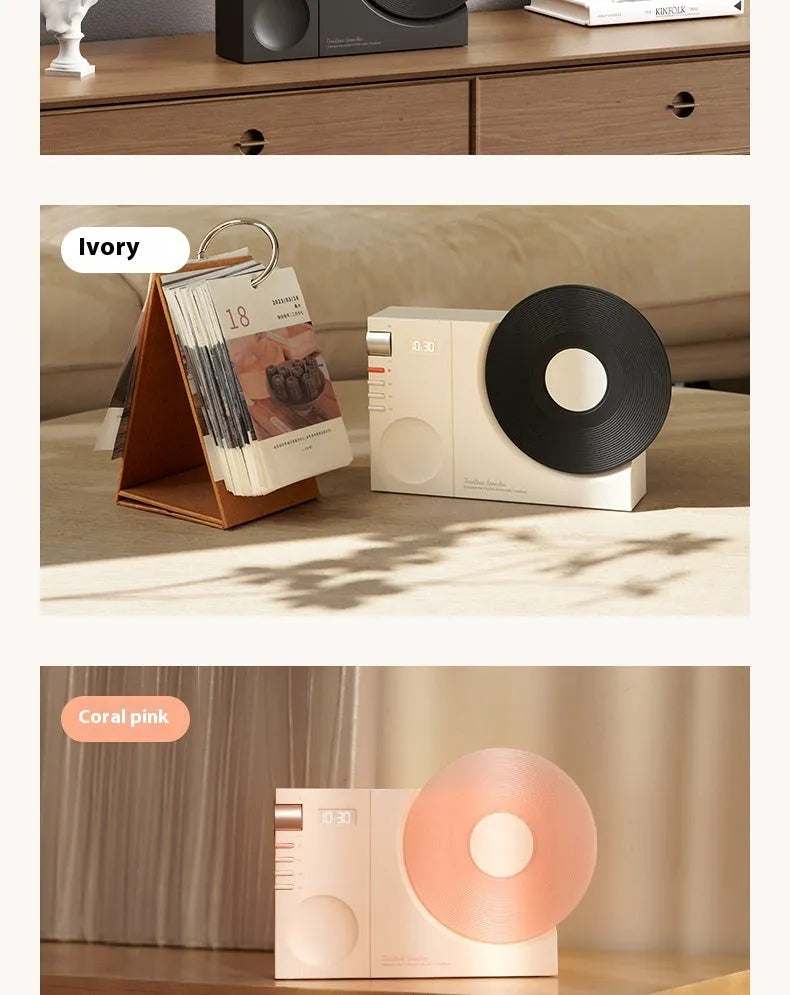 Mini Bluetooth portable speaker in coral pink with USB cable and gift bag
