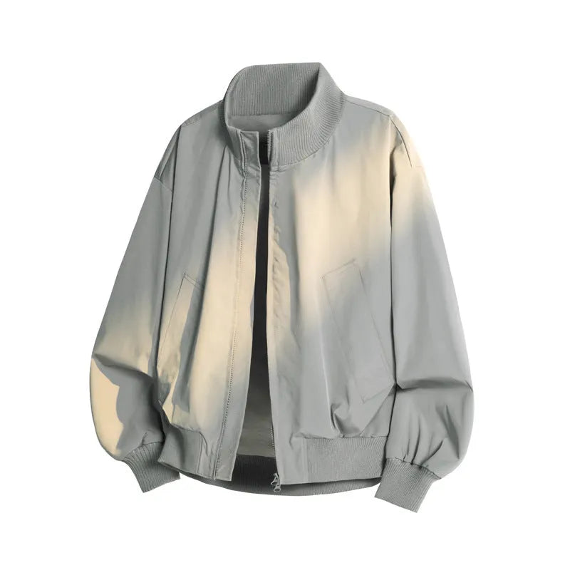 Men's cleanfit short jacket in solid colour polyester with side seam pockets, black colour option