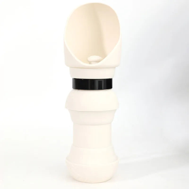 Silicone pet folding water cup collapsed and open, showing 350ml and 550ml size options in various colours