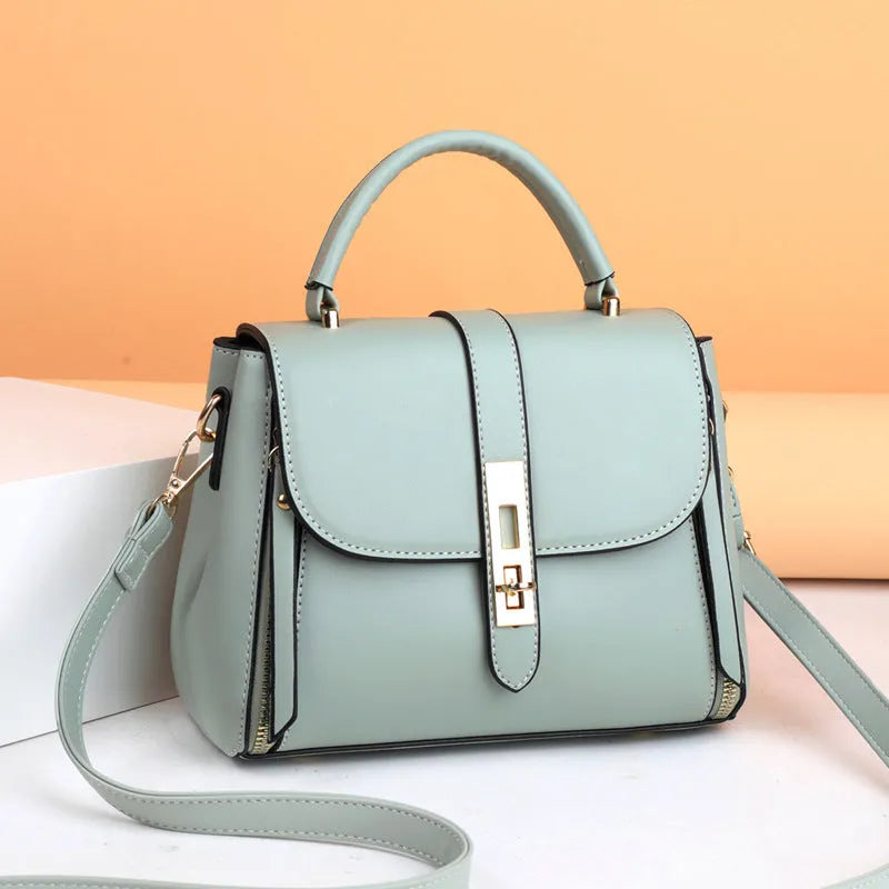 Soft black PU women's messenger shoulder bag with square vertical shape