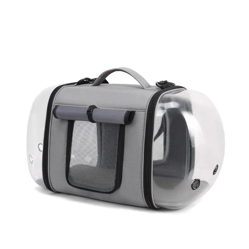 Outdoor portable one-shoulder pet bag in solid colour with roller shutter access for cats under 10.00kg