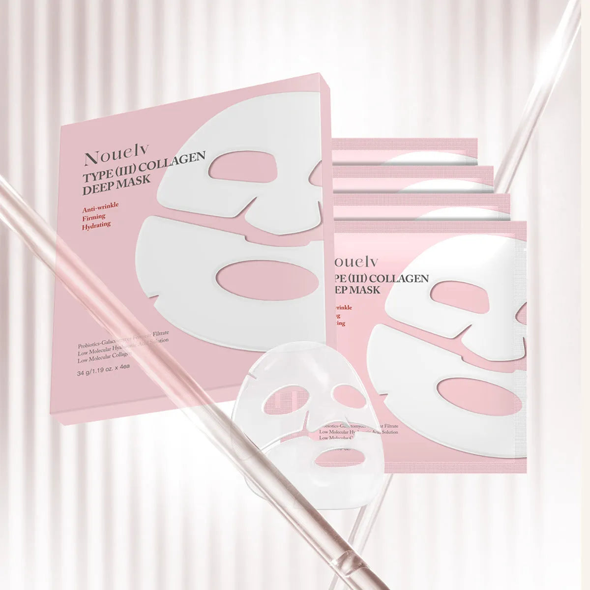 Collagen layered patch mask four-piece pack for all skin types moisturising rejuvenating facial sheet mask