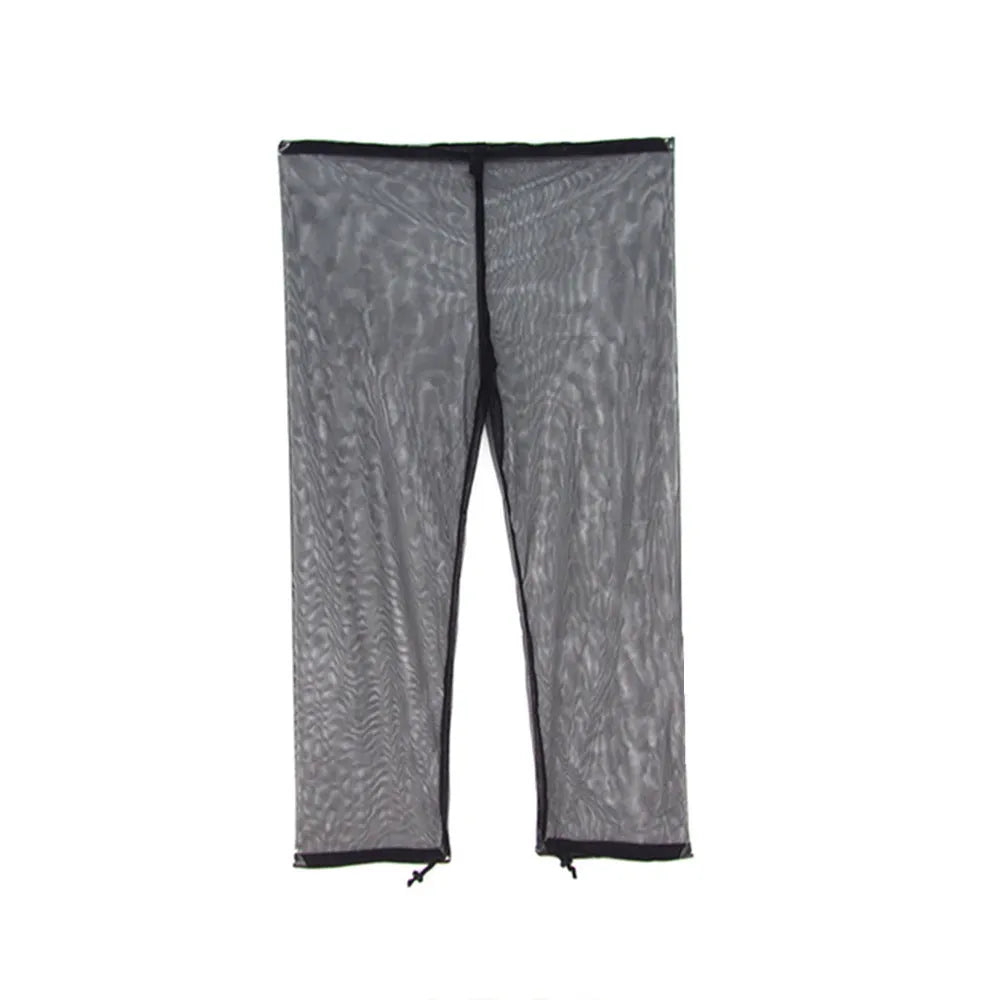 Four-piece anti-mosquito suit with hooded top, pants, and booties for outdoor summer activities