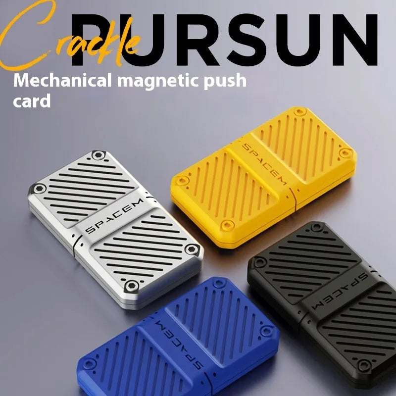 Alloy mechanical card pushing decompression toy for stress relief in four light tracing colours