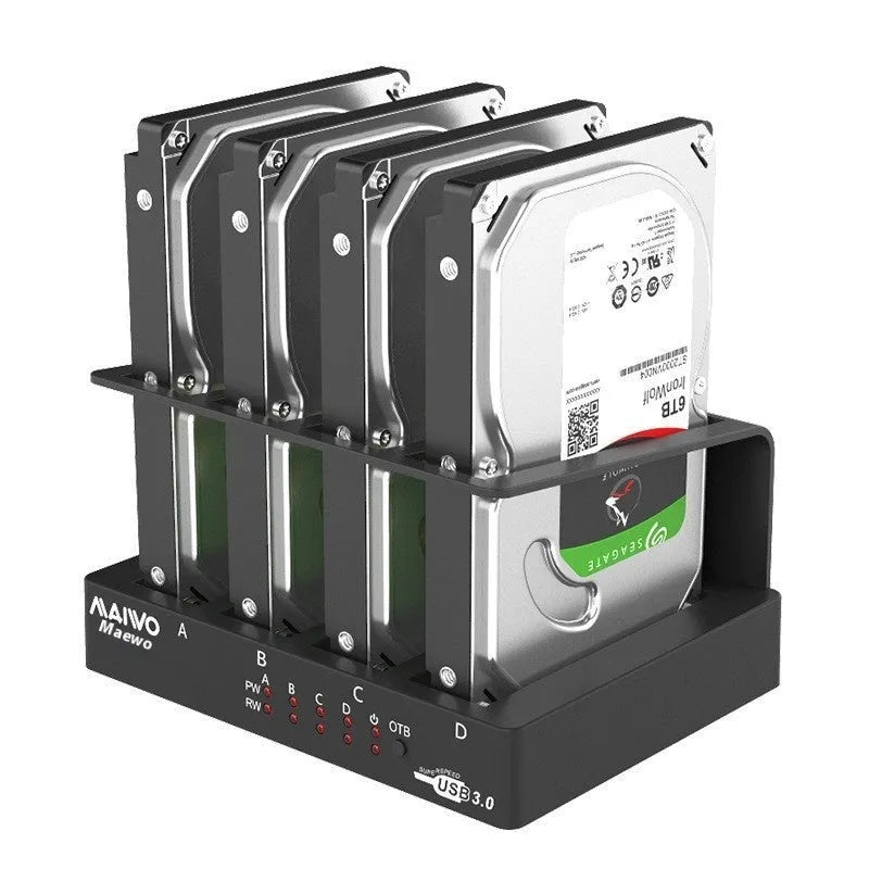 Four-bay external hard drive enclosure for 2.5 inch SATA drives